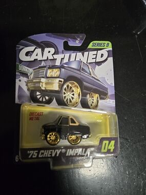 '75 Chevy Impala Diecast Toy - Black with Gold Wheels